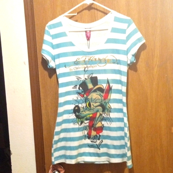 Christian Audigier/Ed Hardy Graphic T Wolf Ladies Hearts M - Picture 4 of 17